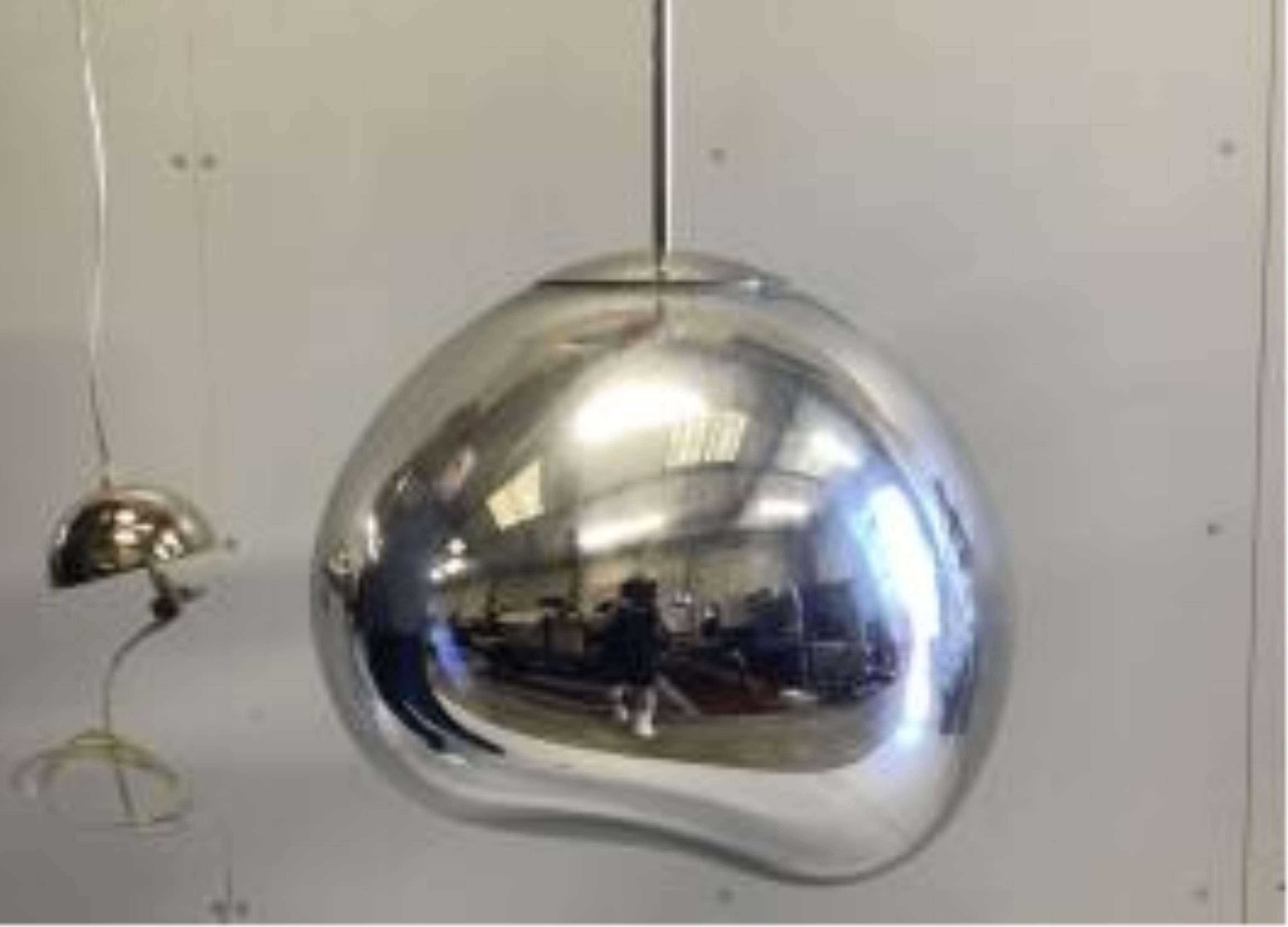 A faux chrome ceiling light, height 60cm. Condition - fair